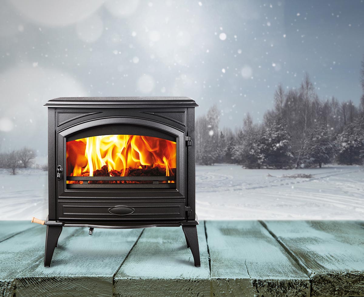 Sierra Flame Lynwood 76" Wood Cast Iron Fireplace - Black - Lifestyle Outdoor
