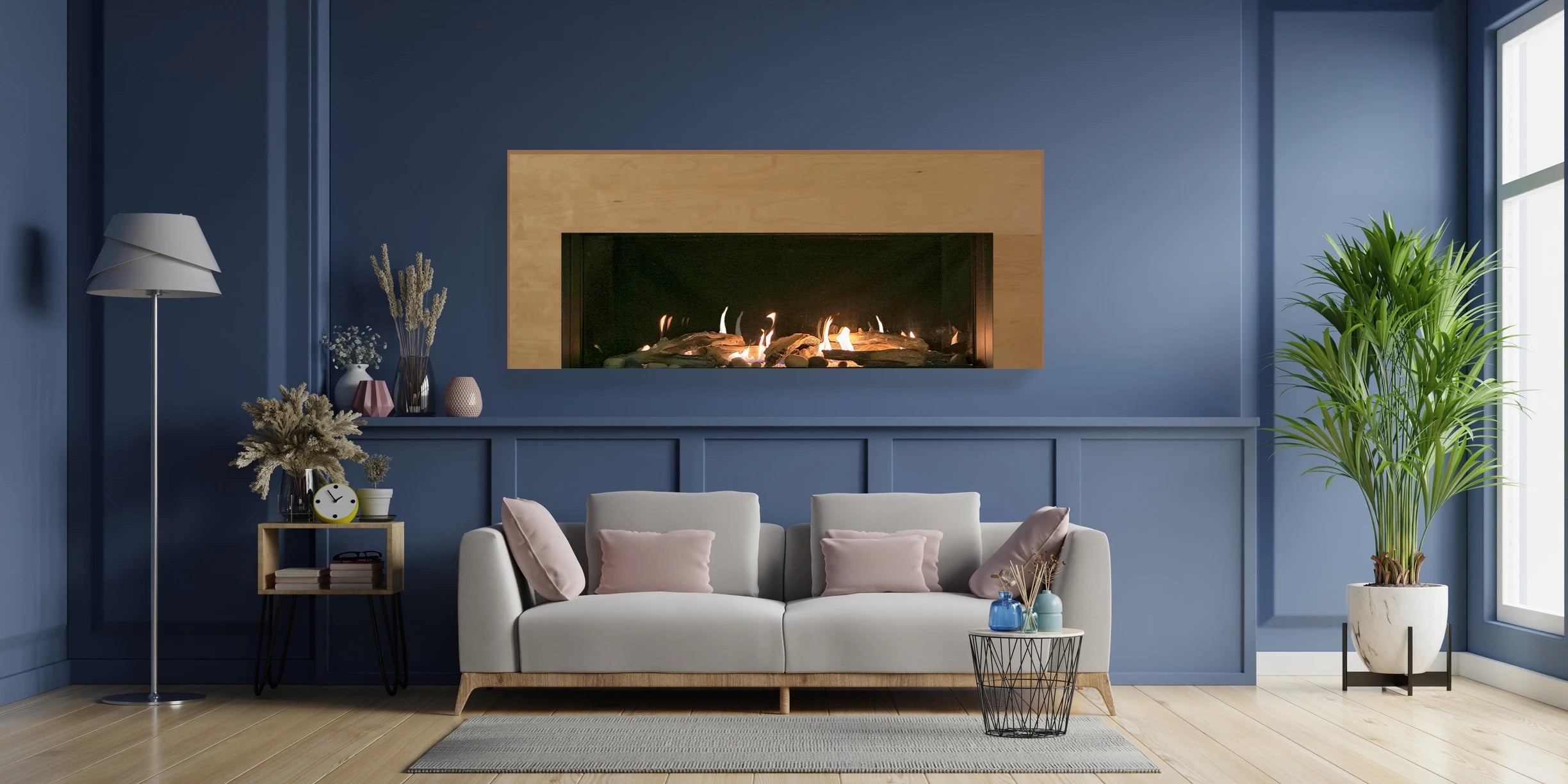 Sierra Flame Vienna Direct Vent Linear Gas Fireplace - Natural Gas or Liquid Propane- Lifestyle Living Room