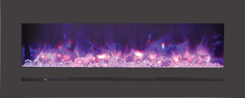 Sierra Flame by Amantii 48" Wall Mount/Flush Mount Electric Fireplace with Deep Charcoal Colored Steel Surround- WM-FML-48-5523-STL-Front View With Purple Flame