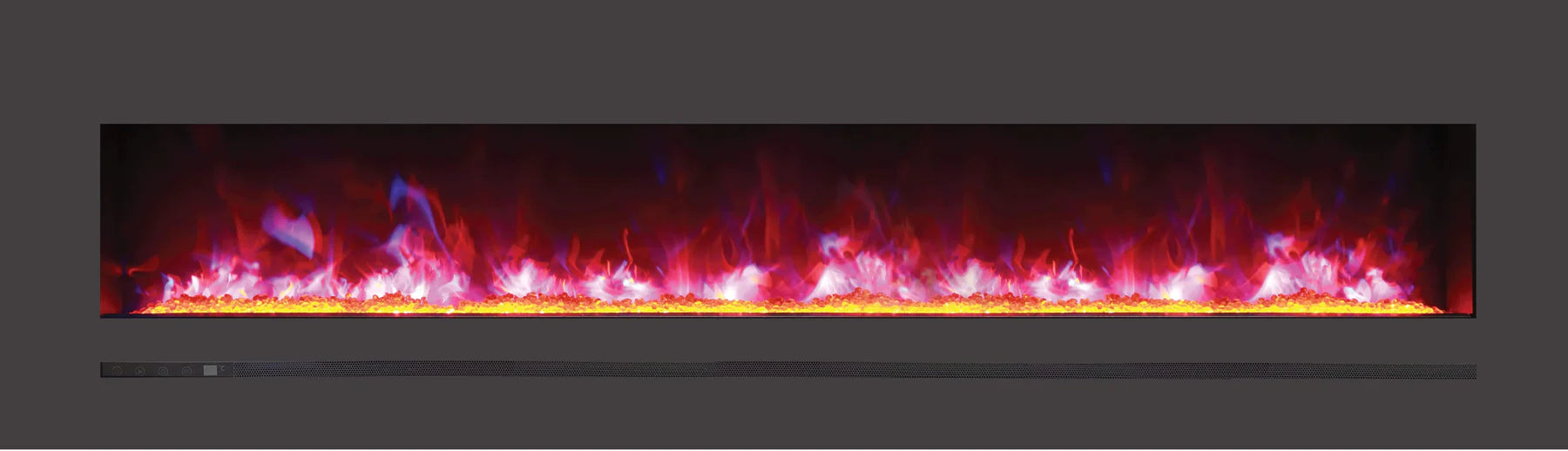 Sierra Flame by Amantii 72" Wall Mount/Flush Mount Electric Fireplace with Deep Charcoal Colored Steel Surround- WM-FML-72-7823-STL- Front View