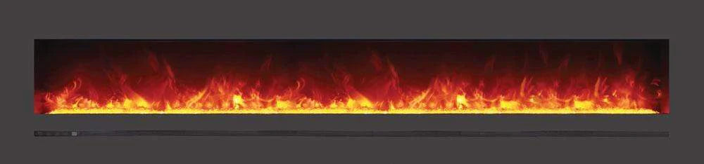 Sierra Flame by Amantii 88" Wall Mount/Flush Mount Electric Fireplace with Deep Charcoal Colored Steel Surround- WM-FML-88-9623-STL- Front View