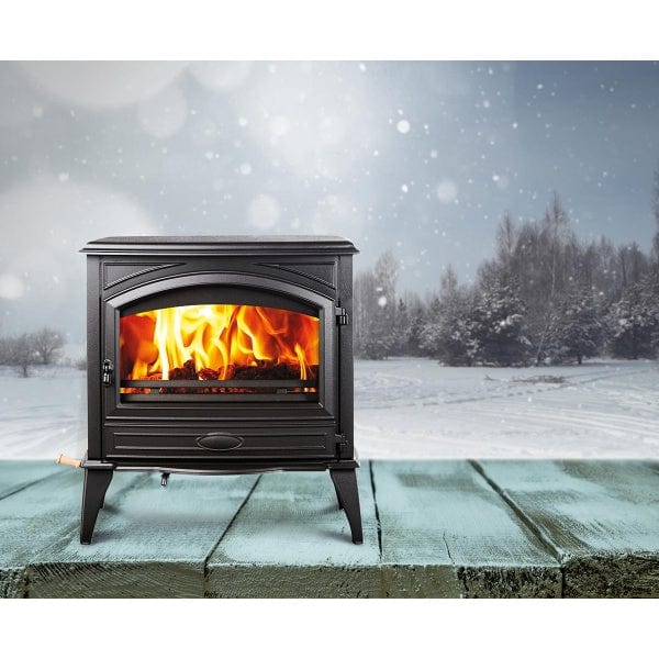 Sierra Flame by Amantii Cast Iron Freestanding 23"/28" Electric Stove- Lifestyle Outdoor