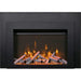 Sierra Flame by Amantii Deep 30"/34" Electric Fireplace Insert with Black Steel Surround- Front View With Log