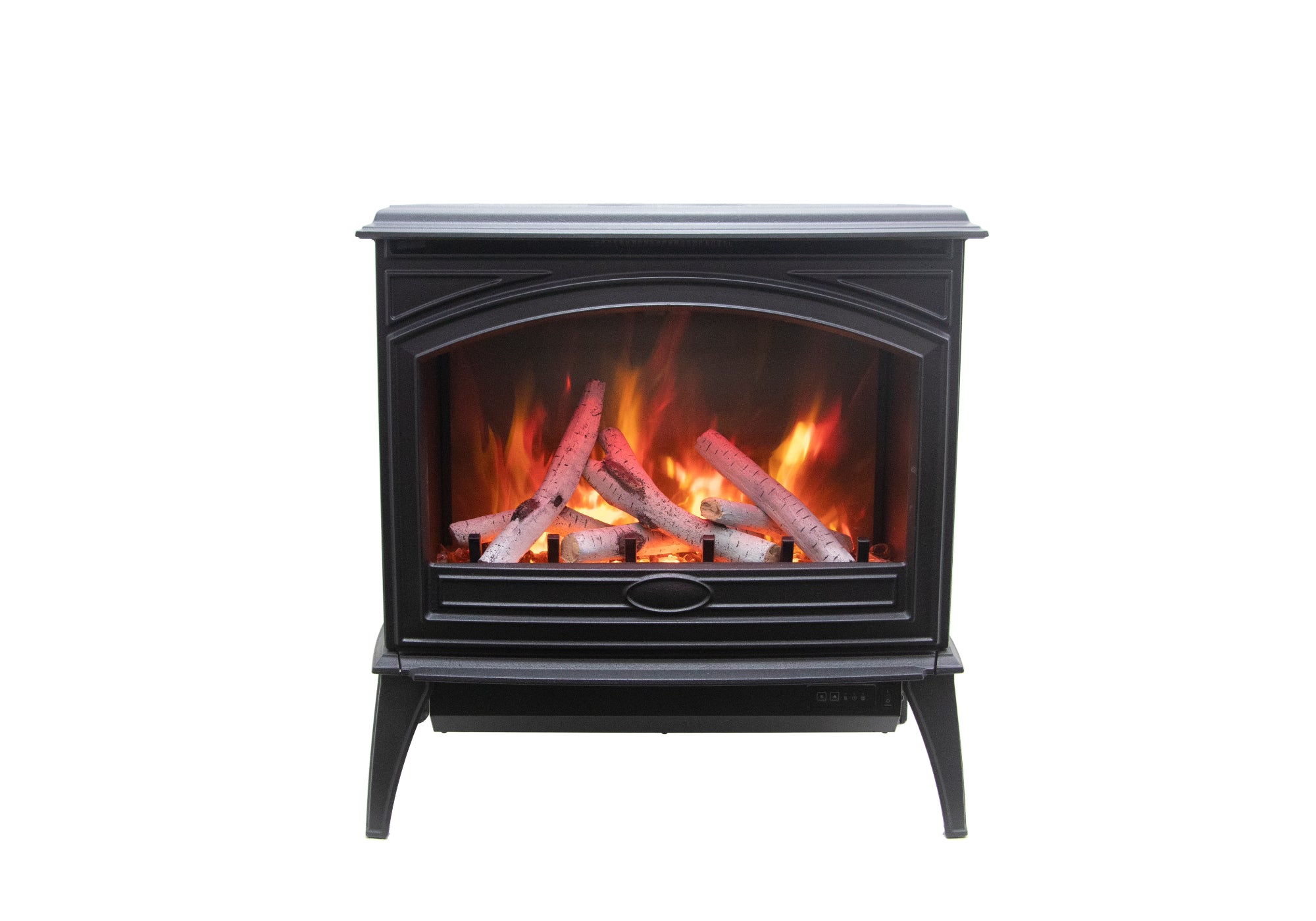 Sierra Flame Cast Iron Freestanding Electric Stove - E70 Birch Yellow and Orange