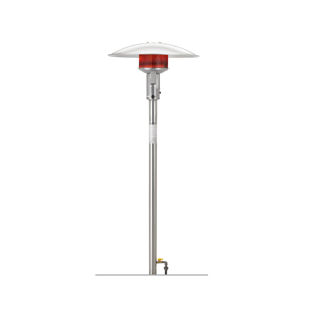 Sunglo Natural Gas Permanent Post Patio Heater -Stainless Steel- PSA265SS- Heater On
