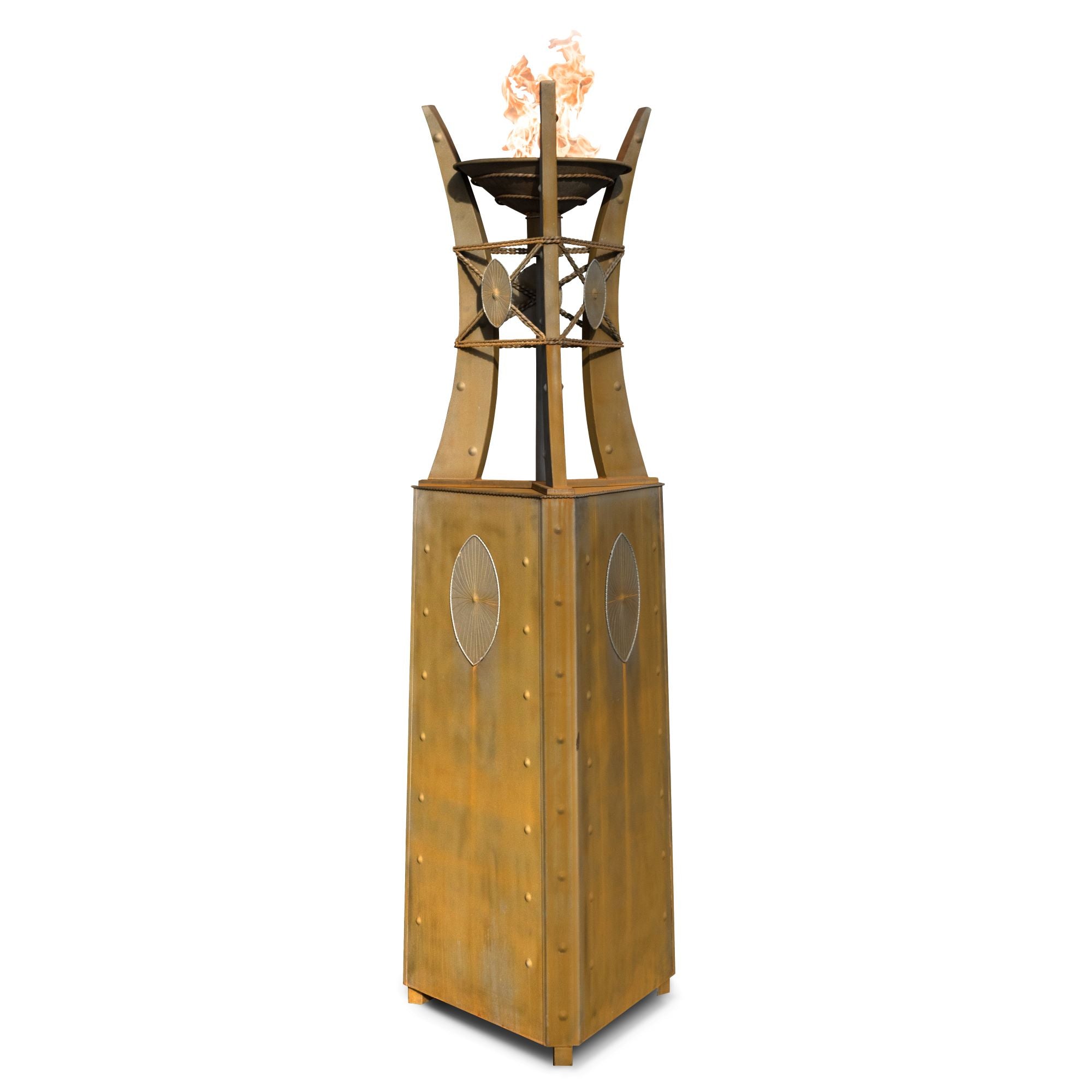 The Outdoor Plus 24" Triangular Bastille Fire Tower-Corten Steel