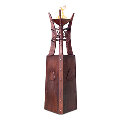 The Outdoor Plus 24" Triangular Bastille Fire Tower- Hammered Copper- Main View