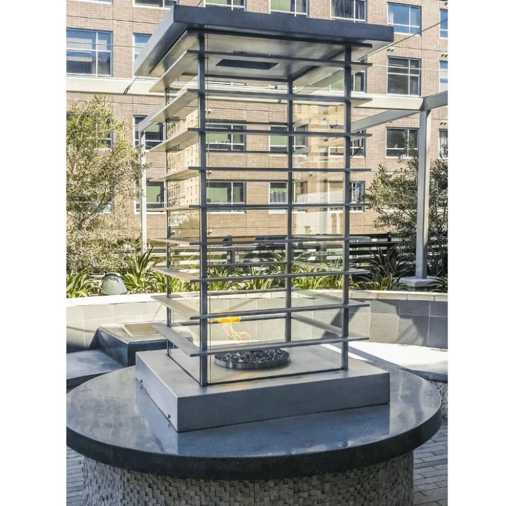 The Outdoor Plus 28" Square High-Rise Fire Tower-Powder Coated Metal- Lifestyle Outdoor Living