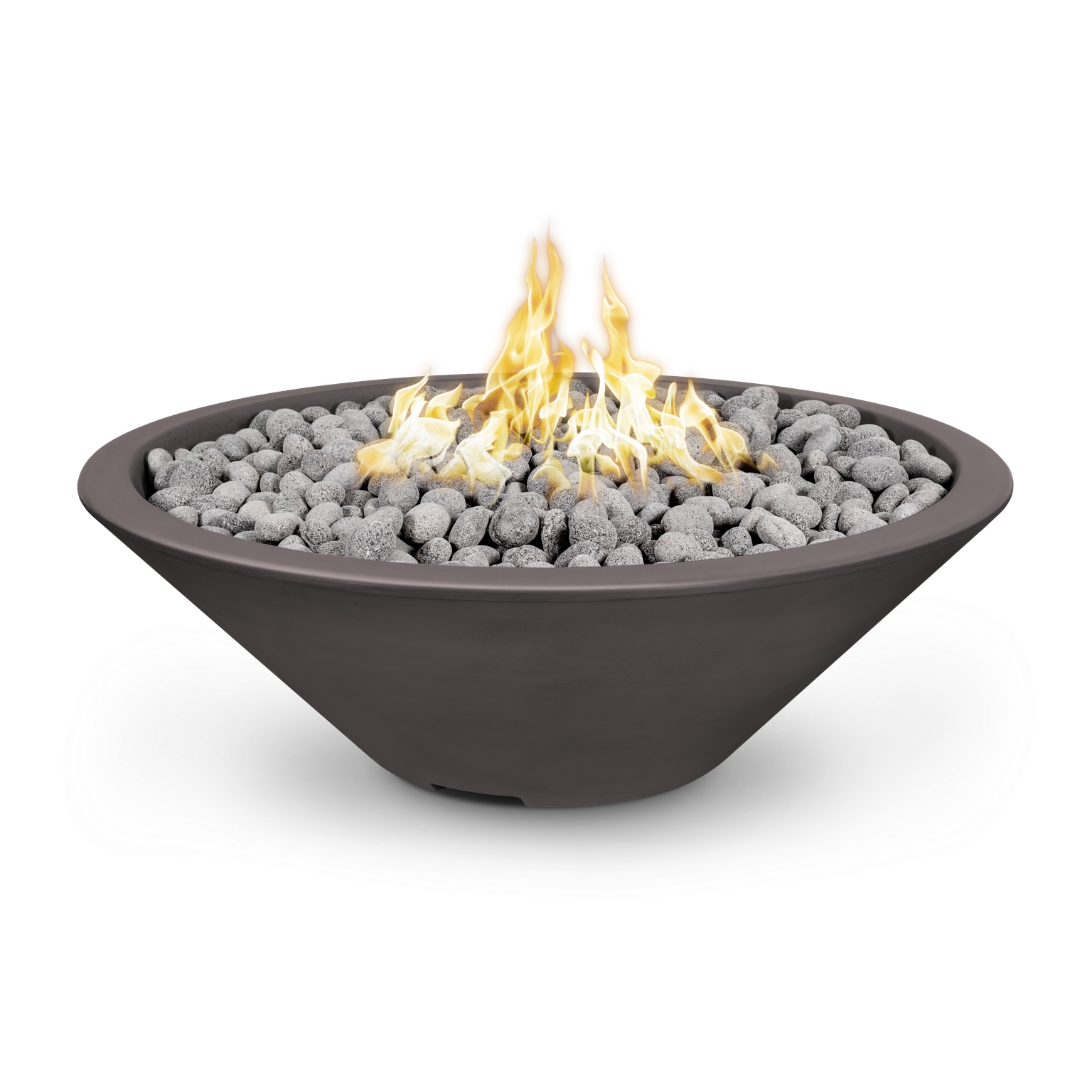The Outdoor Plus 48" Narrow Ledge Round Cazo Fire Pit - GFRC Concrete - Liquid Propane- Chocolate