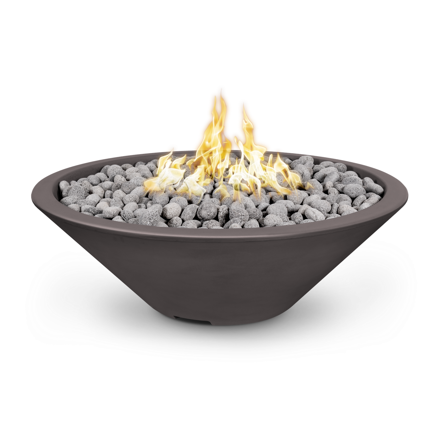 The Outdoor Plus 60" Narrow Ledge Round Cazo Fire Pit-GFRC Concrete -Spark Ignition with Flame Sense -Natural Gas- Chestnut