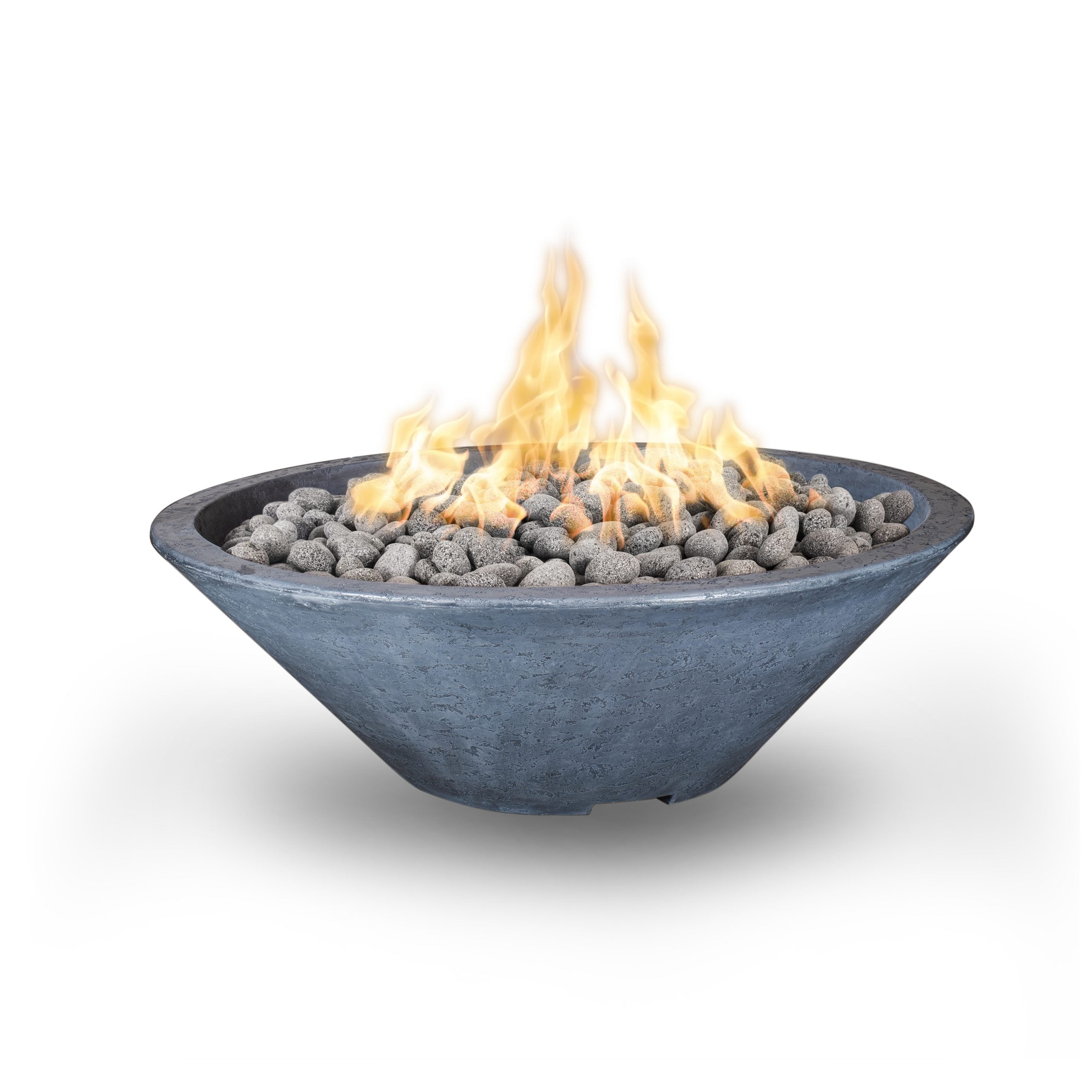 The Outdoor Plus 60" Narrow Ledge Round Cazo Fire Pit-GFRC Concrete -Spark Ignition with Flame Sense -Natural Gas- Rustic Gray