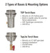 The Outdoor Plus Basket Torch with TOP Base -Stainless Steel-  Bases and Mounting Options