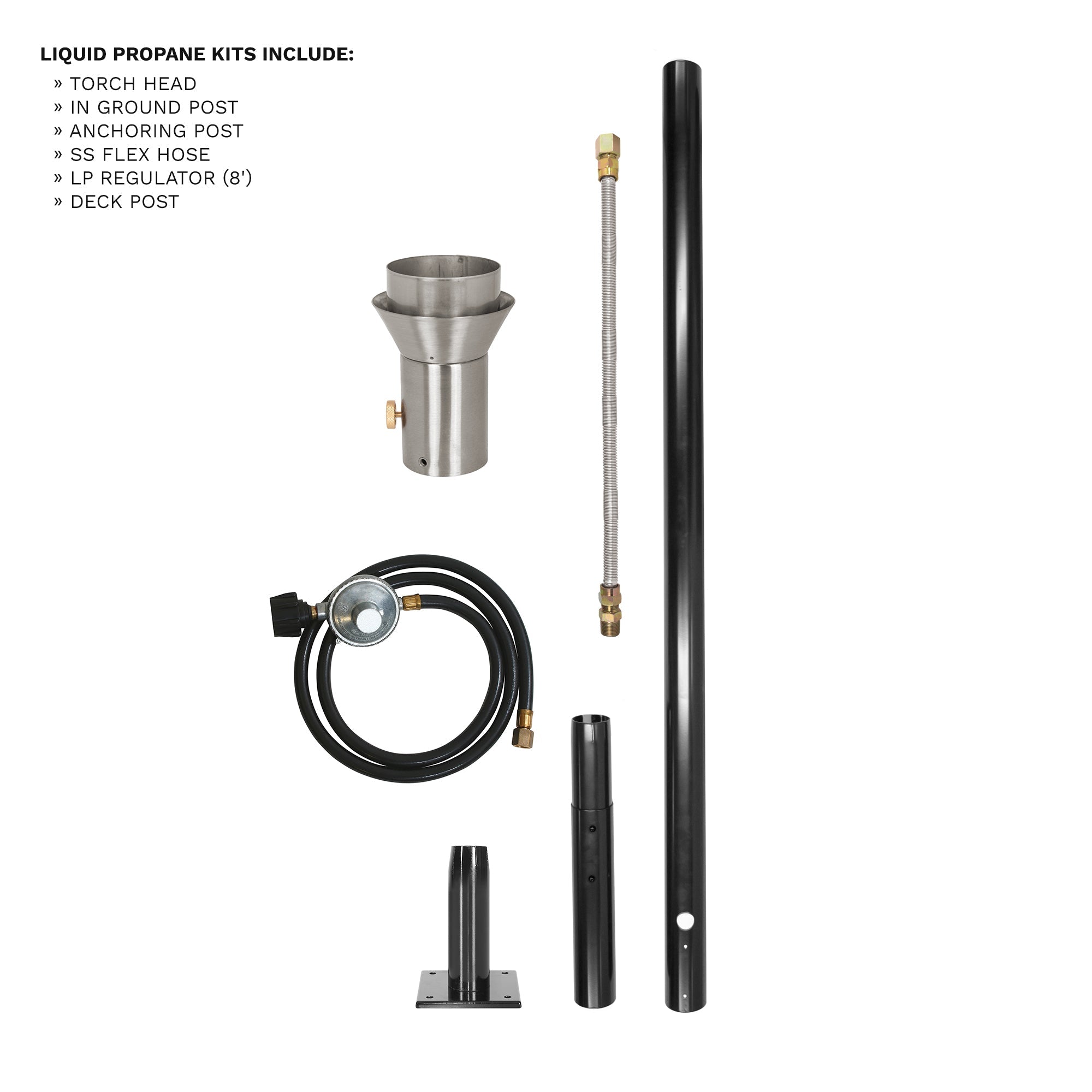 The Outdoor Plus Cubist Original TOP Torch & Post Complete - Stainless Steel- Torch Kit