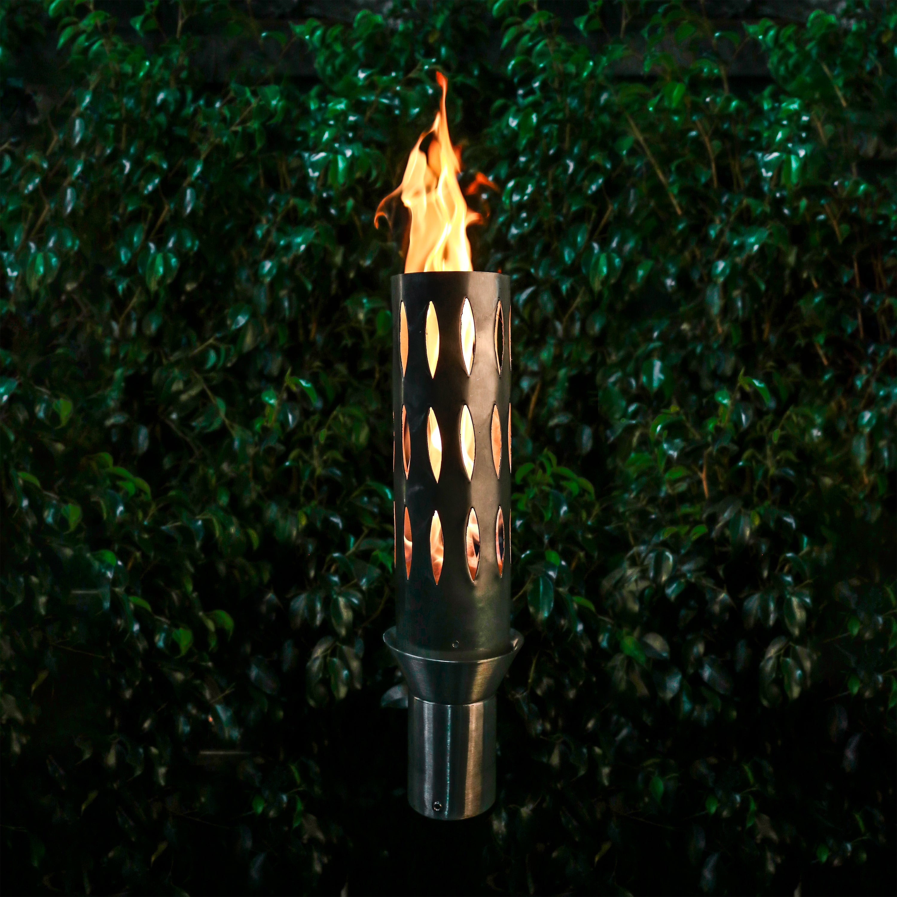 The Outdoor Plus Ellipse Original TOP Torch & Post Complete - Stainless Steel- Main View