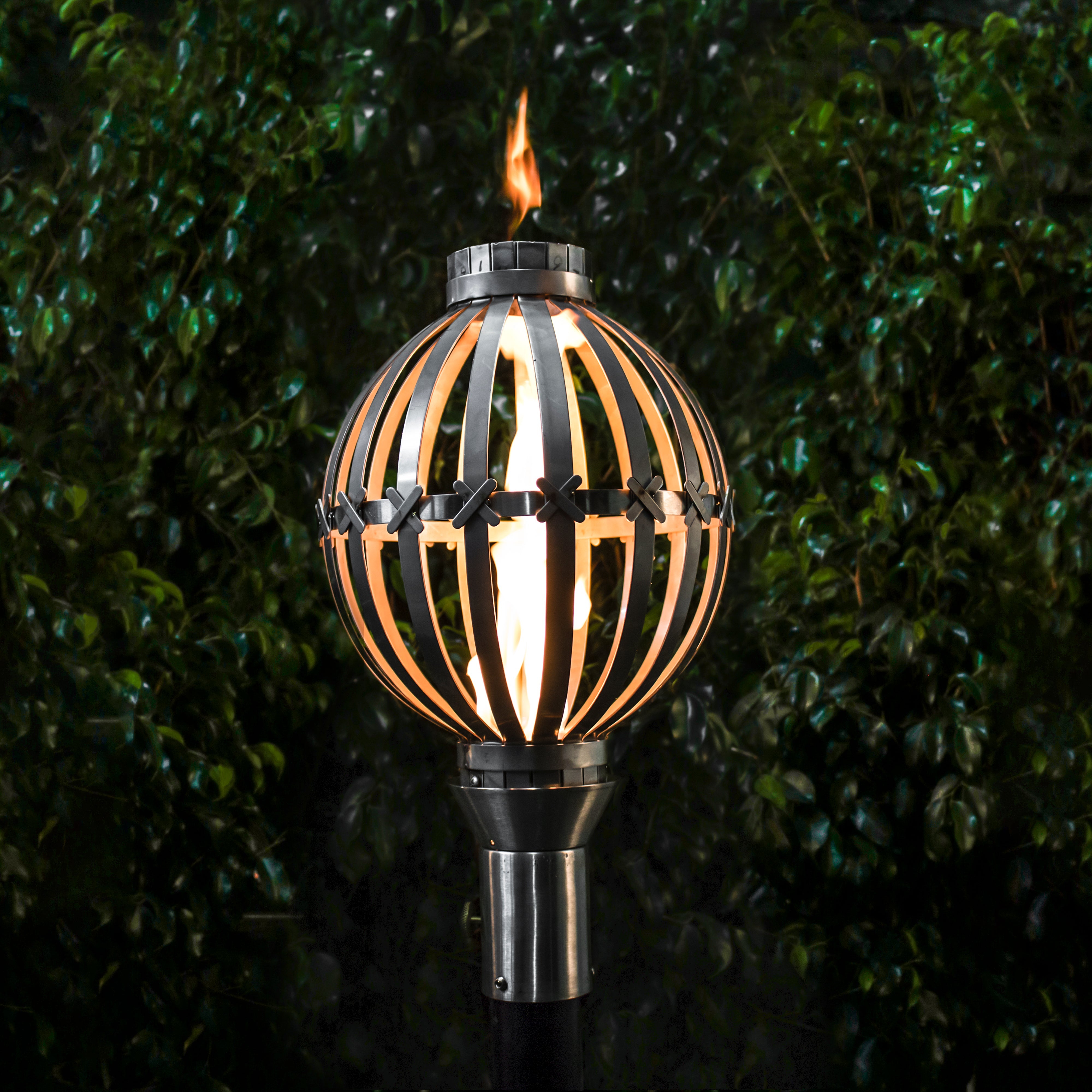 The Outdoor Plus Globe Original TOP Torch & Post Complete - Stainless Steel- Main View