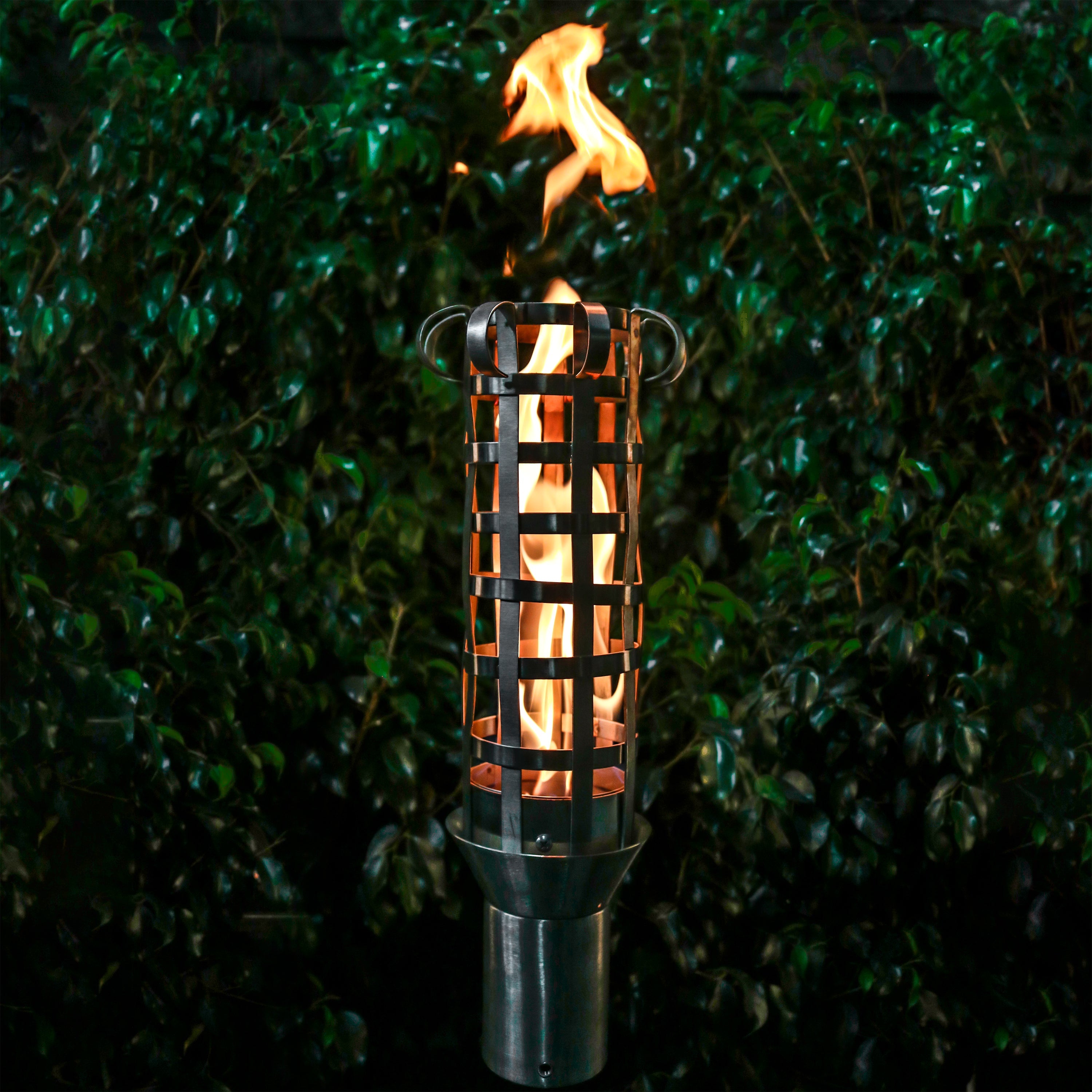 The Outdoor Plus Woven Original TOP Torch & Post Complete - Stainless Steel- Main View