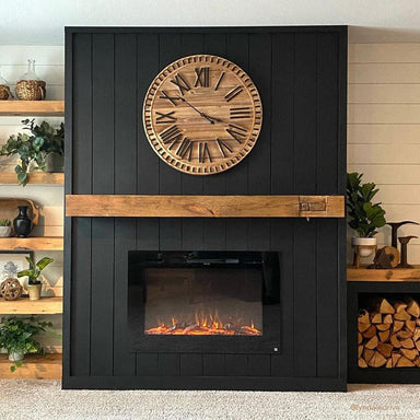 Touchstone Forte 40" Recessed Electric Fireplace -80006- Lifestyle Black Shiplap Wall Electric Fireplace