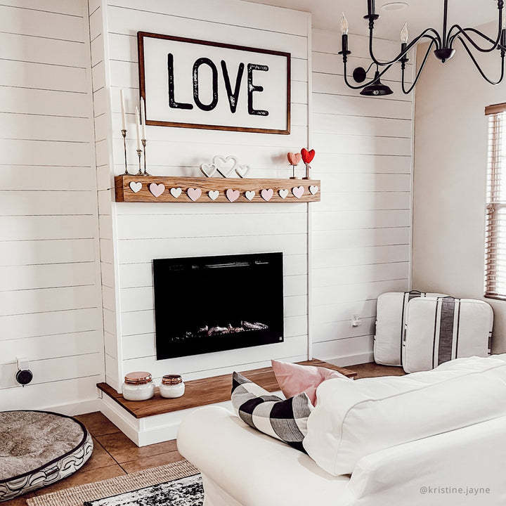 Touchstone Forte 40" Recessed Electric Fireplace -80006- Lifestyle Living Room White Shiplap Wall Electric Fireplace