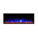 Touchstone Sideline Elite 60" Outdoor Weatherproof Smart WiFi Enabled Electric Fireplace -80049- Front View With Red Base Blue Flame