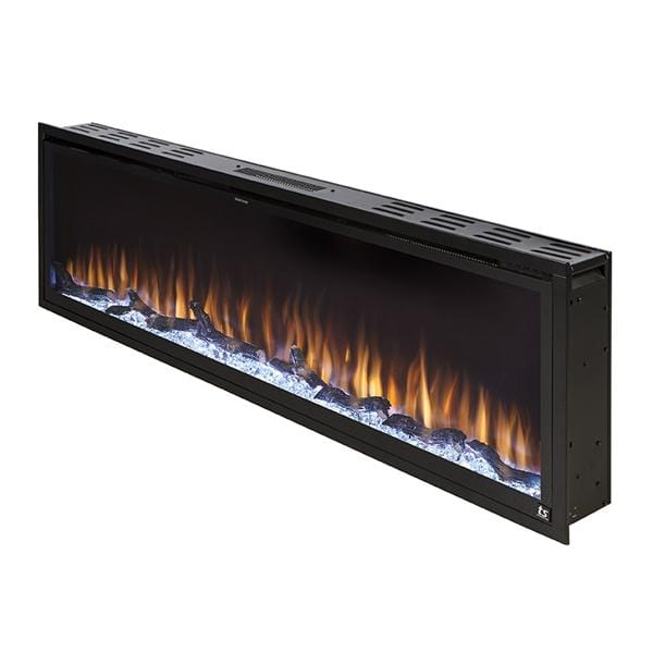 Touchstone - Sideline Elite Smart 100" WiFi-Enabled Recessed Electric Fireplace -80044- Left View  With Yellow Flame