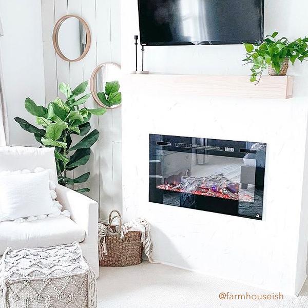 Touchstone - The Sideline 36" Recessed Electric Fireplace -80014- Lifestyle Living Room Farm House