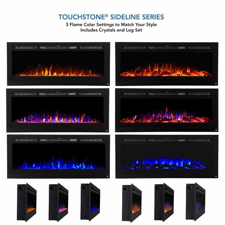 Touchstone - The Sideline 40" Recessed Electric Fireplace -80027- Color Combos