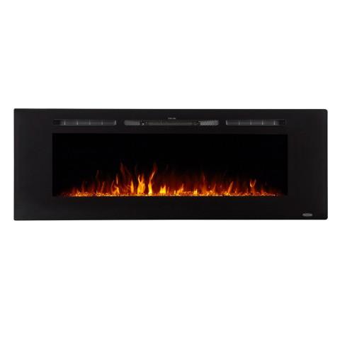 Touchstone - The Sideline 60" Recessed Electric Fireplace -80011- Front View With Crystals Yellow Orange Flames