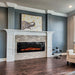 Touchstone - The Sideline 60" Recessed Electric Fireplace -80011- Lifestyle Living Room With Brick Wall Electric Fireplace