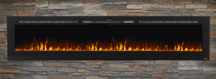 Touchstone - The Sideline 84" Recessed Electric Fireplace -80043- Rock Wall With Orange Flame
