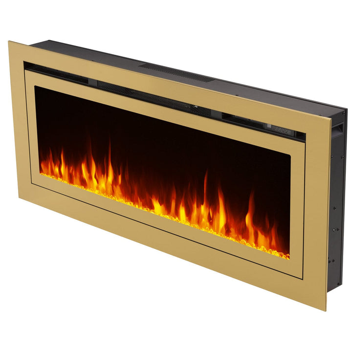Touchstone - The Sideline Deluxe Gold 50" Recessed Smart Electric Fireplace -86275- Left Angle