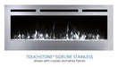 Touchstone - The Sideline Deluxe Stainless Steel 50" Recessed Electric Fireplace -86273- Front View With White Crystals Flame
