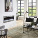 Touchstone - The Sideline Deluxe Stainless Steel 50" Recessed Electric Fireplace -86273- Lifestyle Modern Living Room With White Crystal Flames