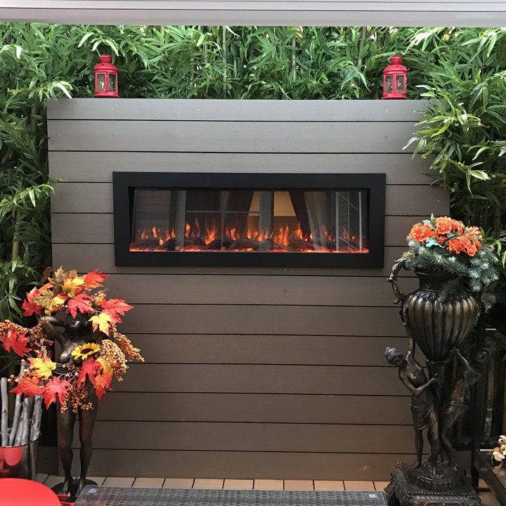 Touchstone -The Sideline Outdoor/Indoor 50" Recessed/Wall Mounted Electric Fireplace (No Heat)-80017- Lifestyle Outdoor Electric Fireplace