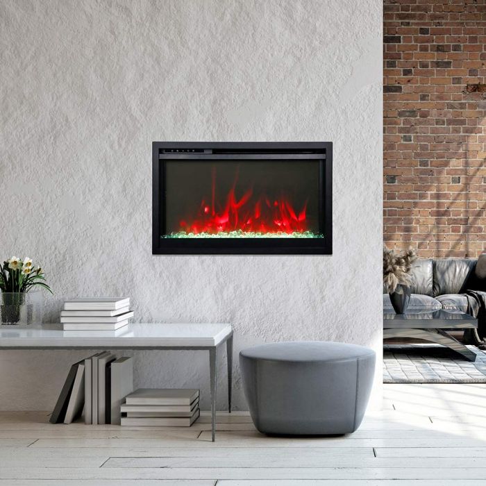 Remii by Amantii 26" Classic Extra Slim Built In Electric Fireplace with Black Steel Surround-CLASSIC-SLIM-26- Lifestyle