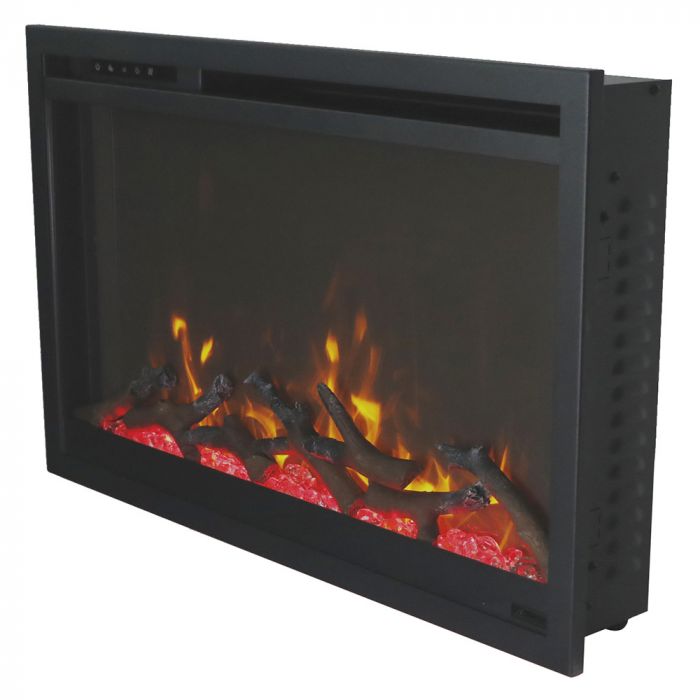 Remii by Amantii 30" Classic Extra Slim Built In Electric Fireplace with Black Steel Surround-CLASSIC-SLIM-30- Side View