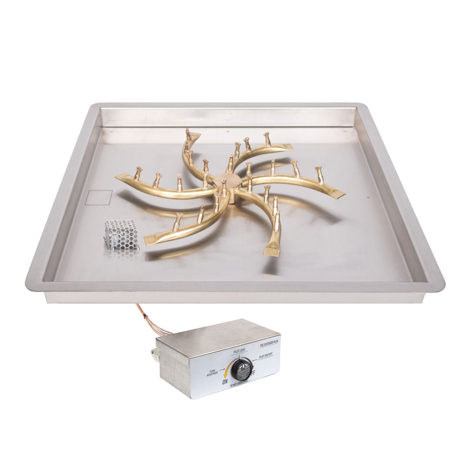 The Outdoor Plus Square Drop-in Pan with Brass Triple 'S' Bullet Burner