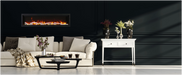 Remii By Amantii Smart Basic Clean-Face Built In Electric Fireplace with Clear Media and Black Steel Surround- Lifestyle Living Room