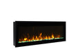 Remii by Amantii 55" Extra Slim Wall Mount Electric Fireplace with Black Steel Surround- WM-SLIM-55- Right Flame With Green Glass Yellow Flame