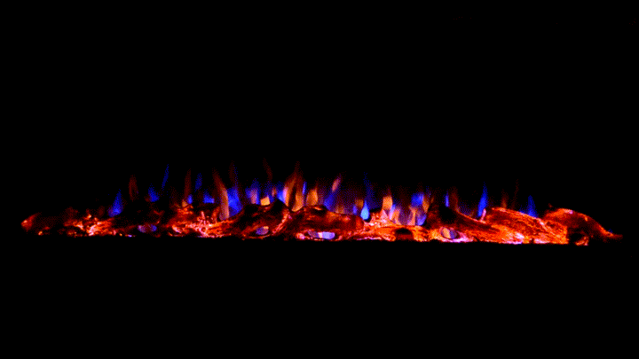 Touchstone - The Sideline 50" Recessed Electric Fireplace -80004- Front View With Logs 3 Color Flames