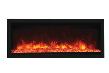 Remii by Amantii - Extra Tall XT Series Built-in Electric Fireplace with Black Steel Surround -Front View With  Orange Flame