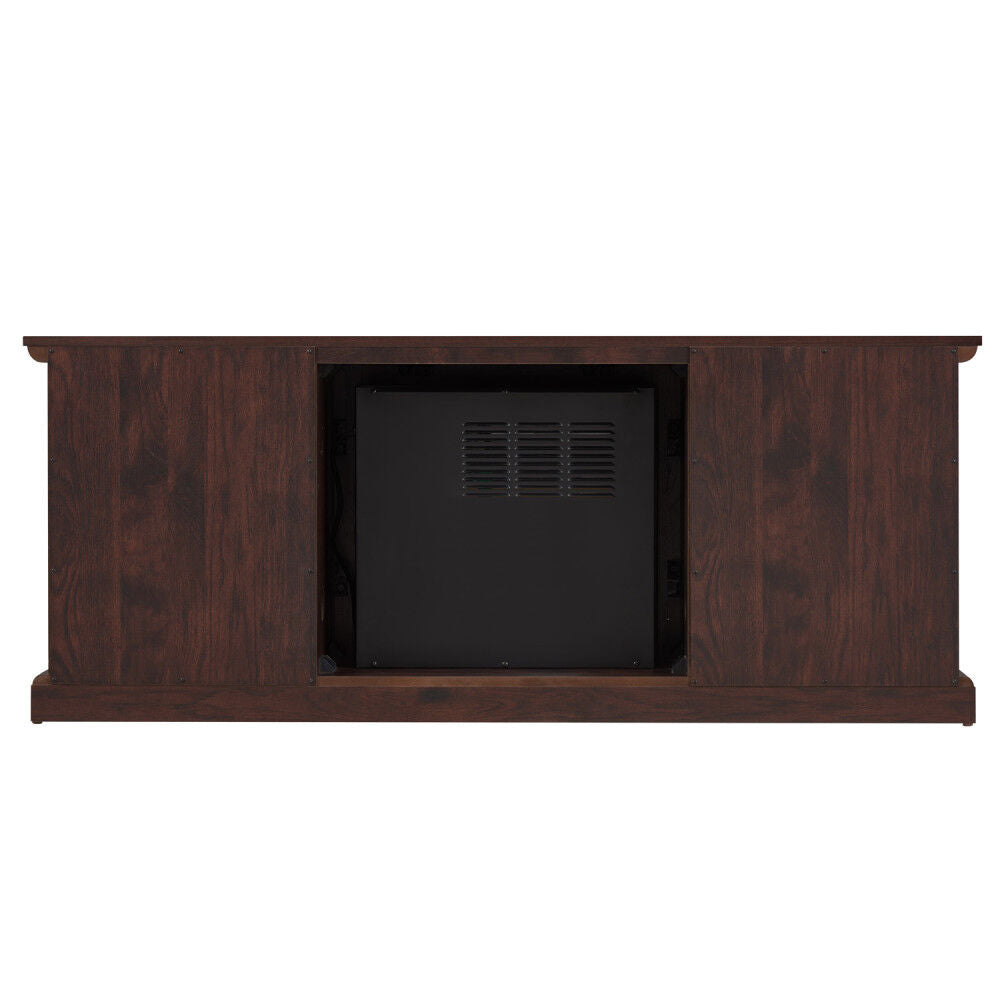 HearthPro 56" Media Electric Fireplace with Plank Style in Dark Rustic Oak Finish