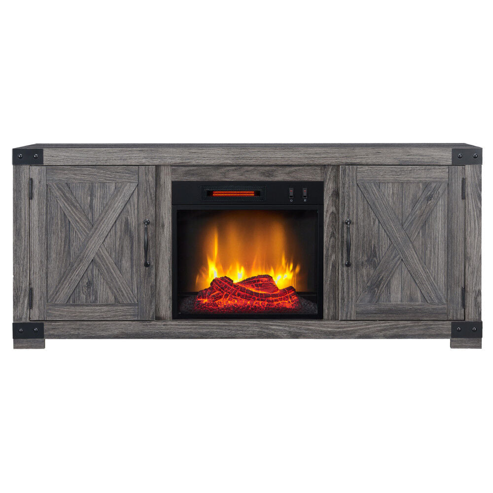 HearthPro 56" Media Electric Fireplace with Industrial Accents
