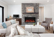 Remii by Amantii - Extra Tall XT Series Built-in Electric Fireplace with Black Steel Surround -Lifestyle Living Room With Brick Wall
